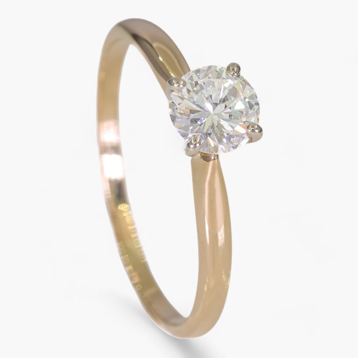 Ring - 14 karat Gulguld, Hvidguld, 0.80ct diamanter - solitair - IGI certificeret - Diamant