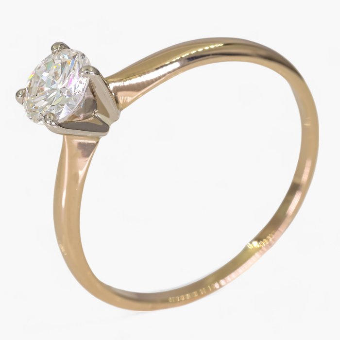 Ring - 14 karat Gulguld, Hvidguld, 0.80ct diamanter - solitair - IGI certificeret - Diamant