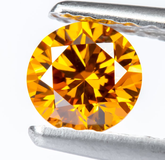 Ingen mindstepris - 1 pcs Diamant  (Naturfarvet)  - 033 ct - Rund - Fancy intense Orange - SI1 - Gem Report Antwerp (GRA)