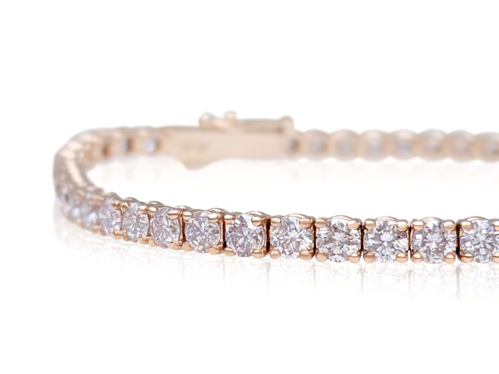 Armbånd - 14 karat Rosaguld -  5.11ct. tw. Lyserød Diamant (Naturfarvet) - Pink - GWLab