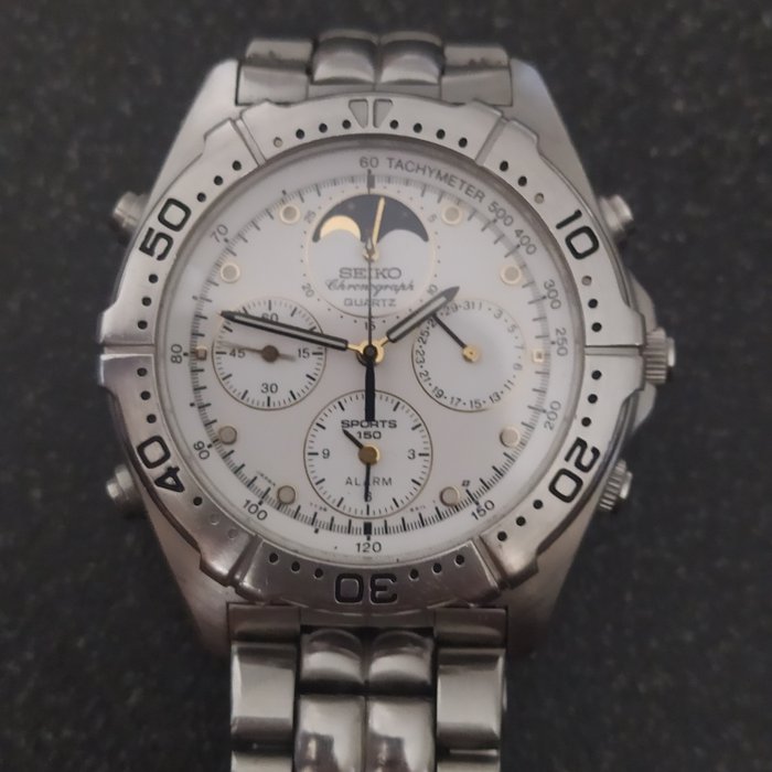 Seiko - chronograph moonphases - Ingen mindstepris - 7T36-6A4A - Mænd - 1980-1989