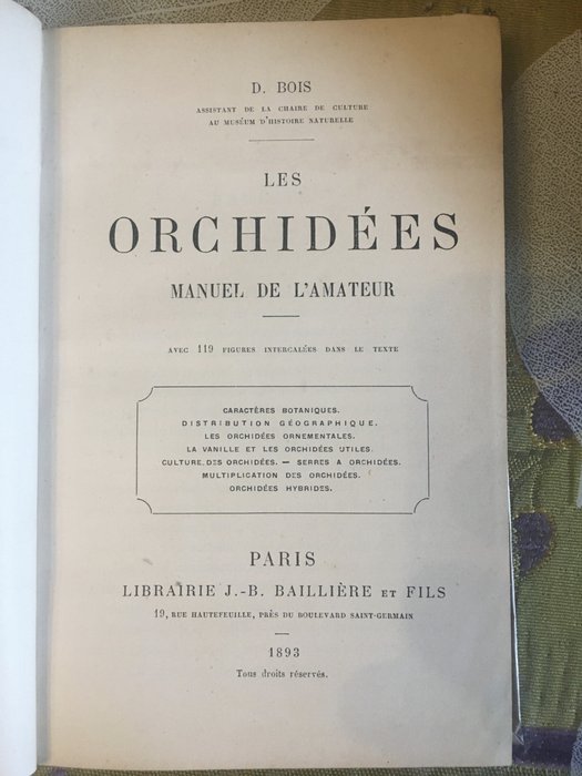 D. Bois - Les Orchidées - 1893