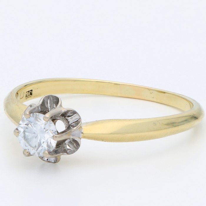 Ingen mindstepris - Ring - 14 karat Gulguld Diamant (Natur)