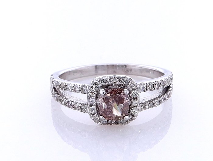 Ring - 14 karat Hvidguld -  0.99ct. tw. Diamant (Naturfarvet) - Diamant