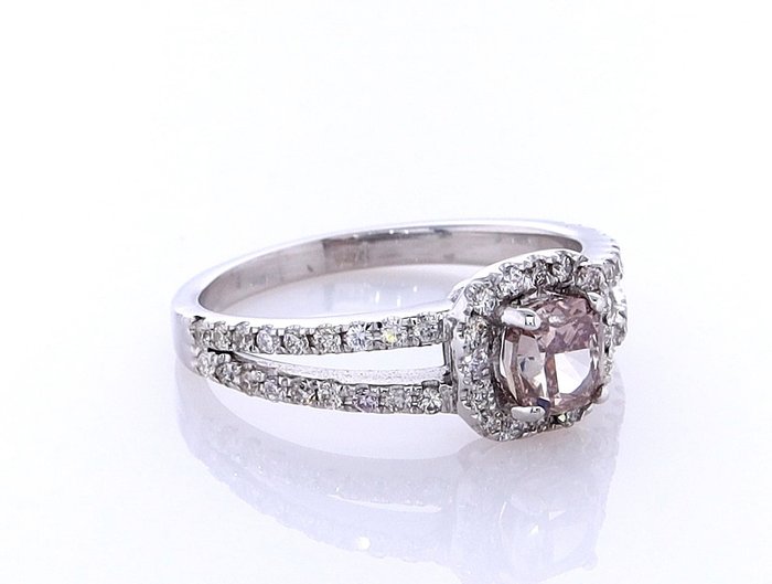 Ring - 14 karat Hvidguld -  0.99ct. tw. Diamant (Naturfarvet) - Diamant