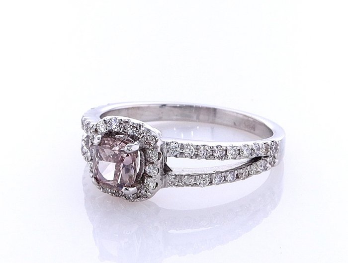 Ring - 14 karat Hvidguld -  0.99ct. tw. Diamant (Naturfarvet) - Diamant