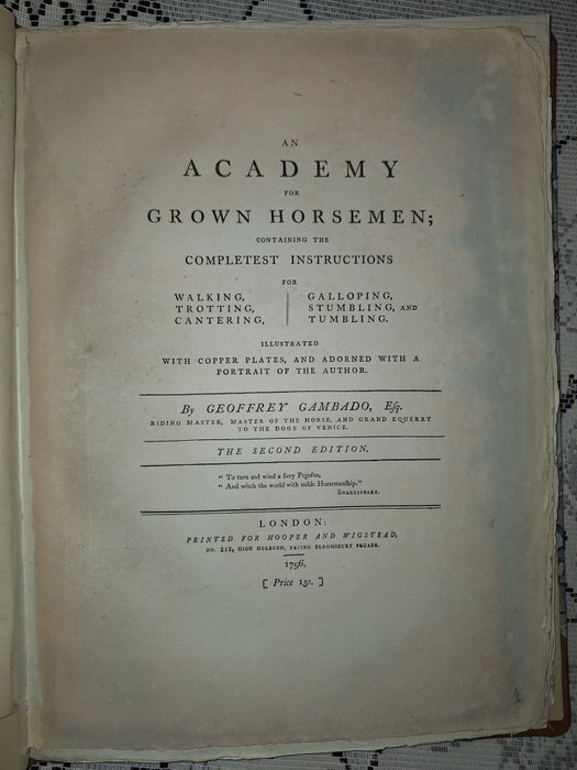 Geoffrey Gambado - An academy for grown horsemen; contating the completest instructions - 1796