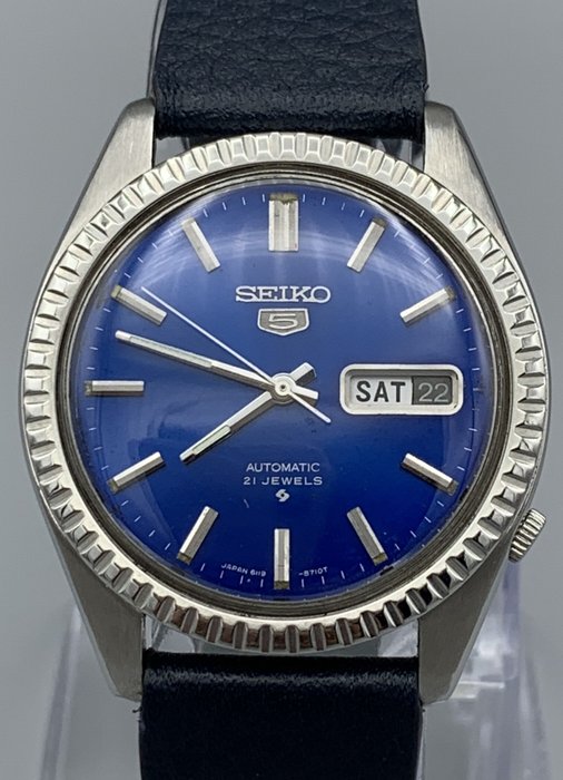 Seiko - Antique Seiko 5 Blue Dial Automatic 21 Jewels - Ingen mindstepris - 6119-8083 - Mænd - 1970-1979