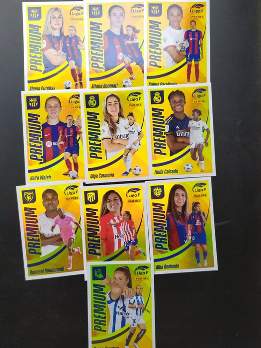 Panini - Liga F 2023/24 - Femenina con 10 cromos premium - 1 Empty album + complete loose sticker set