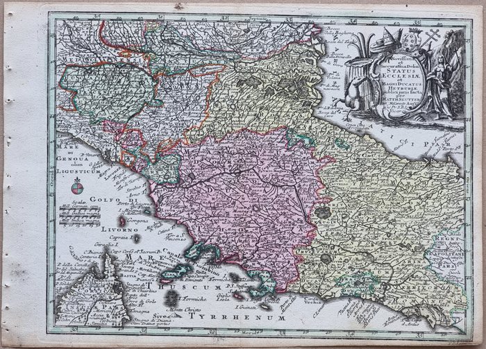 Italien - Kort; Matthäus Seutter - Carta Geografica "Centro Italia" - Status Ecclesiae" - 1751-1760