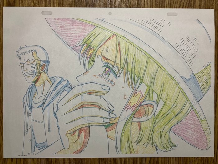 Eiichiro Oda - 1 Officiel replika af anime cels skitser - One Piece - The emotional scene where Nami cries