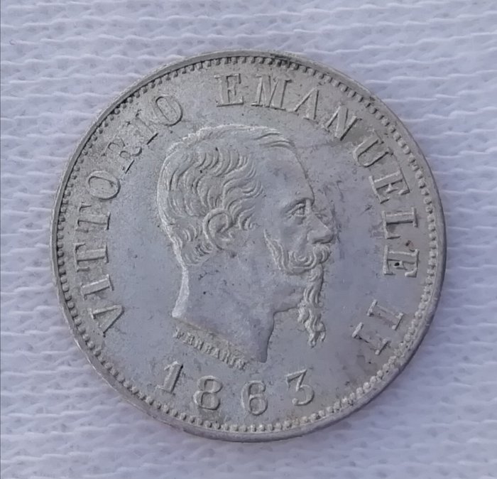 Italien, Kongerig Vittorio Emanuele II. 50 Centesimi 1863 Milano