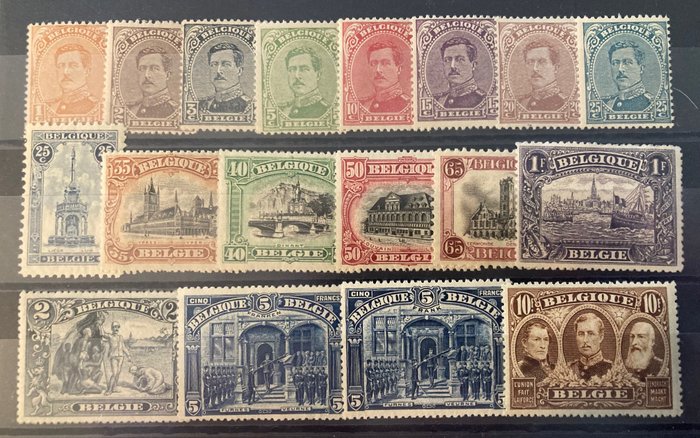 Belgien 1915 - Komplet serie med Veurne '5 FRANKEN' - OBP/COB 135/49