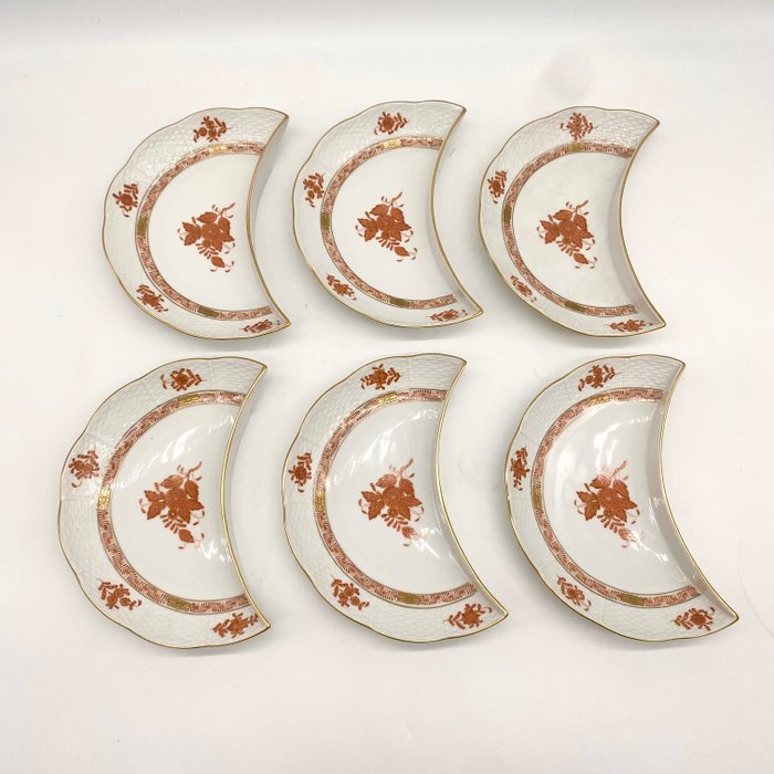 Herend - Tallerken (6) - Apponyi Orange - Porcelæn - Halvmåne skål