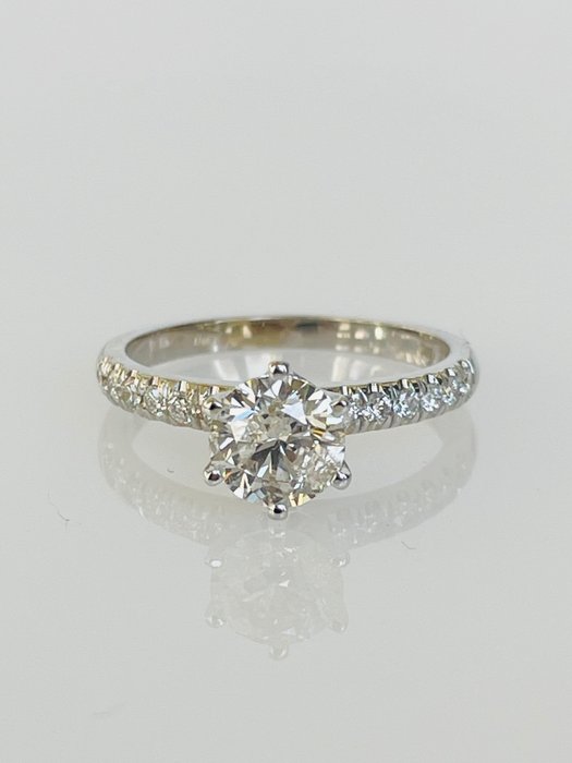 Forlovelsesring - 14 karat Hvidguld -  1.27ct. tw. Diamant (Natur)