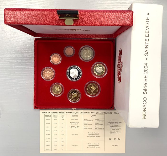 Monaco. Proof Set 2004 (incl. 5 euro argent)