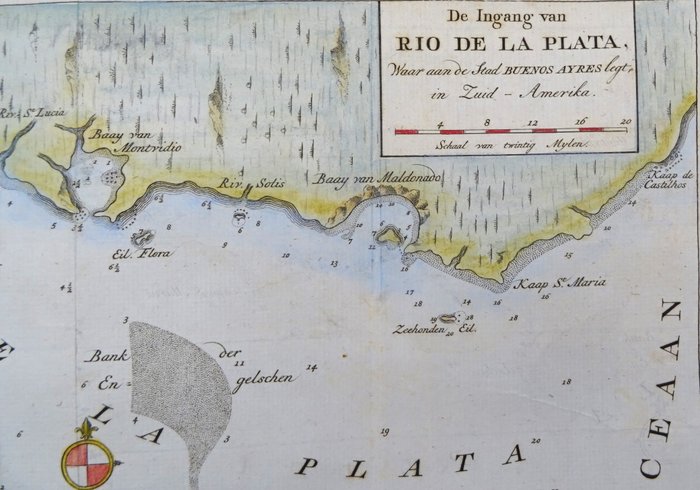 Argentina - Uruguay, Buenos Aires, Montevideo, Rio de la Plata; Tirion / Salmon - De Ingang van Rio de la Plata waar aan de Stad Buenos Ayres ligt in Zuid-Amerika - 1761-1780