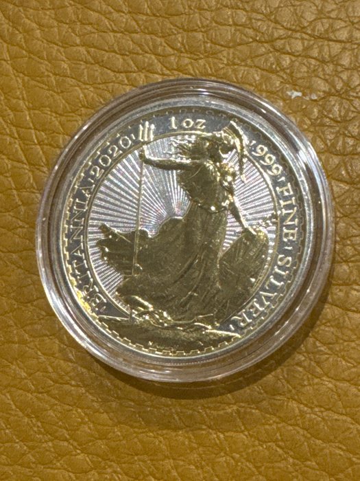 Storbritannien. 2 Pounds 2020 Britannia, Gold Gilded, 1 Oz (.999)  (Ingen mindstepris)