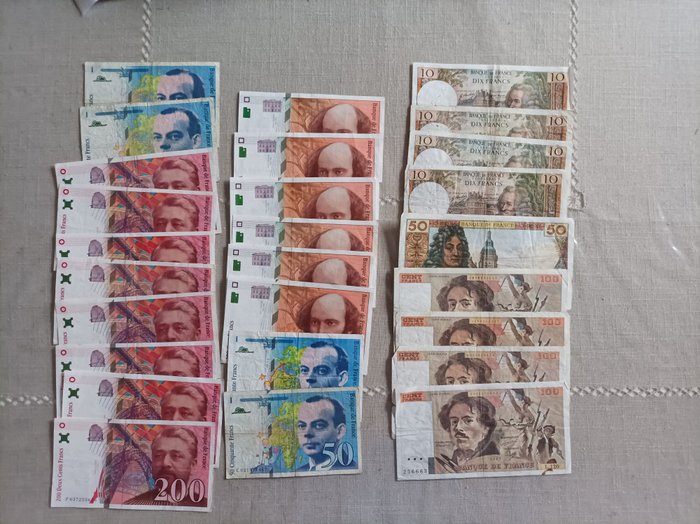 Frankrig. - 27 banknotes - various dates  (Ingen mindstepris)