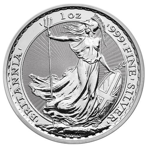 Storbritannien. 5 x 1 oz £2 GBP UK Silver Britannia Coin (Random Years) in Capsule