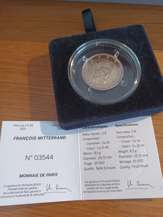 Frankrig. 2 Euro 2016 "François Mitterrand" Proof  (Ingen mindstepris)