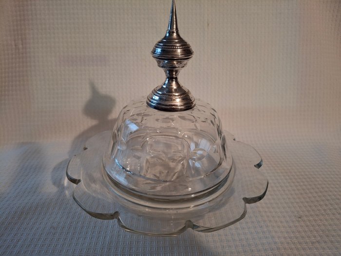 Hollandse zilver keur - Smørskål - Sølv med krystal ca 1850 - Sølv God stand