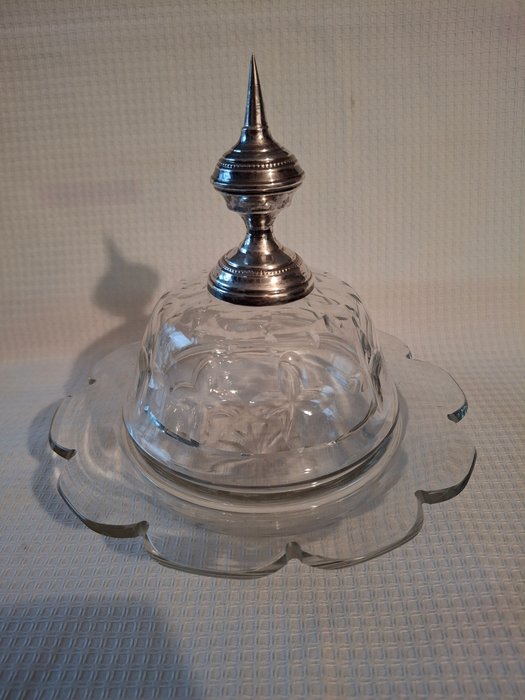 Hollandse zilver keur - Smørskål - Sølv med krystal ca 1850 - Sølv God stand