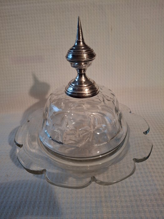 Hollandse zilver keur - Smørskål - Sølv med krystal ca 1850 - Sølv God stand