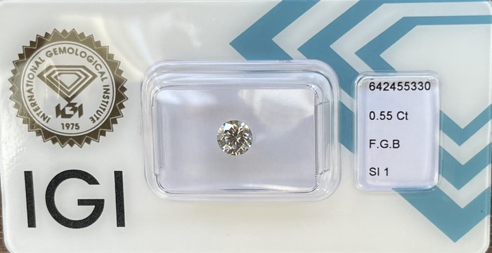 Ingen mindstepris - 1 pcs Diamant  (Naturfarvet)  - 0.55 ct - Rund - Fancy Grålig Brun - SI1 - International Gemological Institute (IGI)