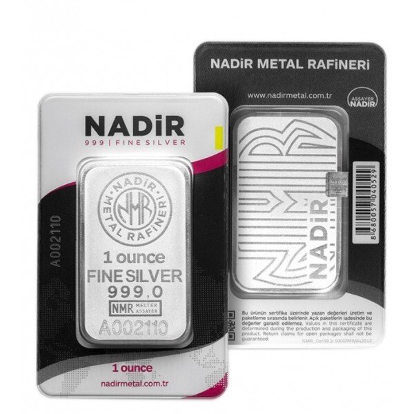 Tyrkiet. 1 oz Nadir Refinery .999 Fine Silver Bar  (Ingen mindstepris)