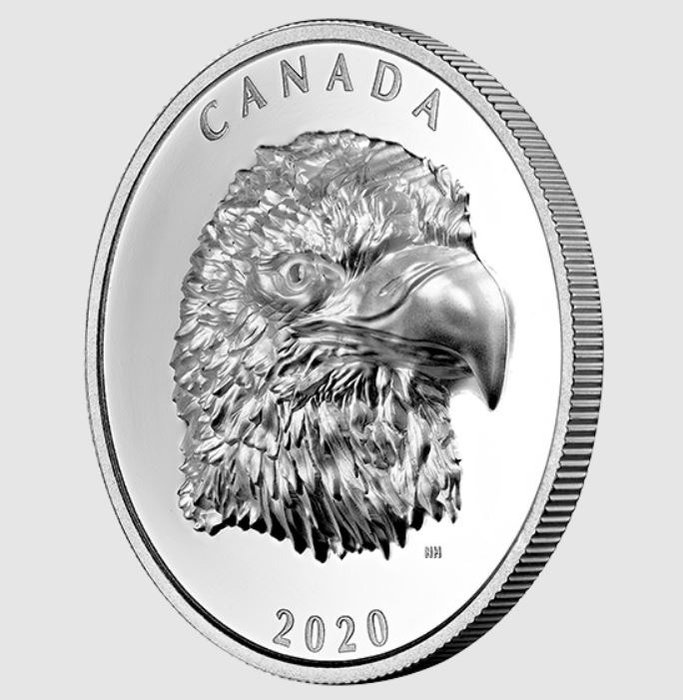 Canada 25 Dollars 2020 Proud Bald Eagle - Weisskopfseeadler - Ultra High Relief 1 Oz (999)