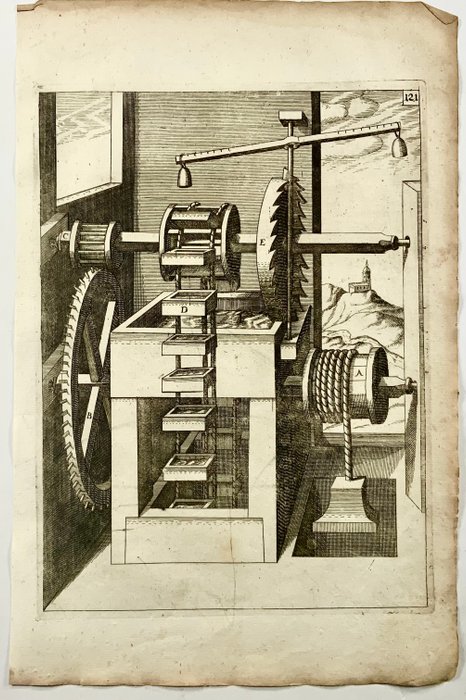 Lot of 5 folios on pumps, raising machines, technology - 1662