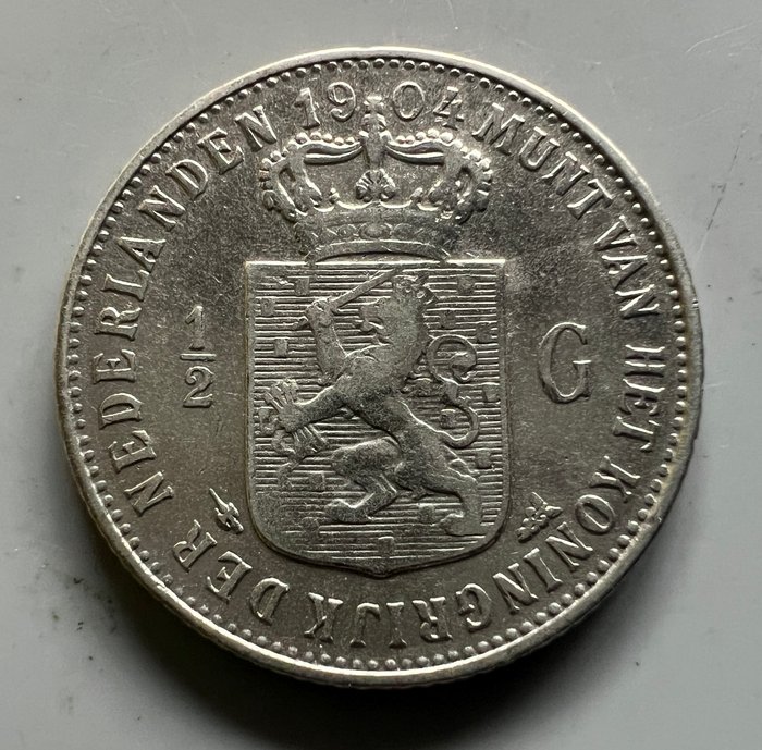 Holland. Wilhelmina. 1/2 Gulden 1904  (Ingen mindstepris)