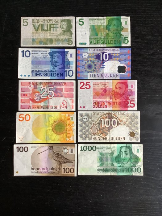 Holland. - 10 banknotes - various dates - including 1000 gulden 1972  (Ingen mindstepris)