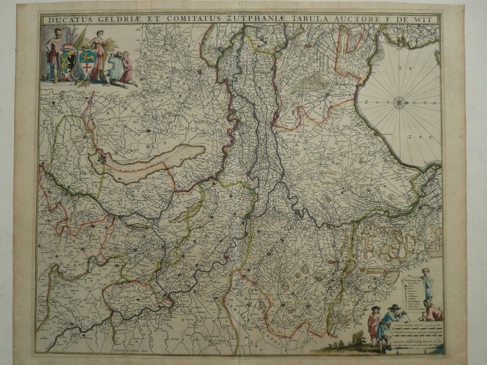 Holland - Gelderland, Zutphen.; Frederik de Wit - Ducatus Geldriae et Comitatus Zutphaniae Tabula - 1681-1700