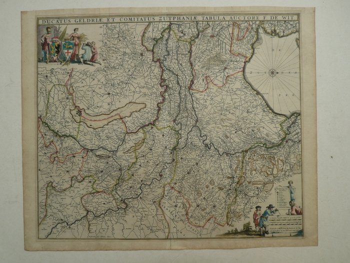 Holland - Gelderland, Zutphen.; Frederik de Wit - Ducatus Geldriae et Comitatus Zutphaniae Tabula - 1681-1700