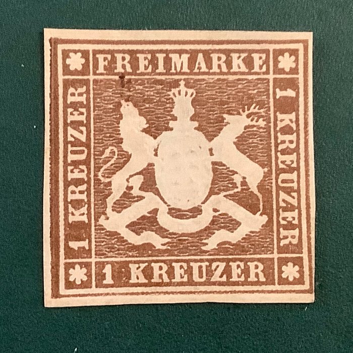 Württemberg 1859 - 1 Kreuzer våbenskjold med fundament Klinkhammer BPP - Michel 11a