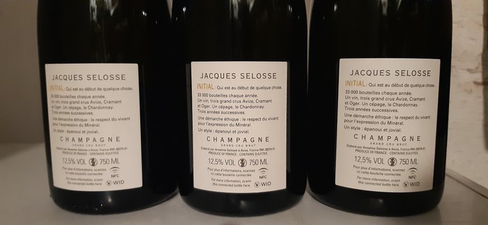 Jacques Selosse "Initial" Brut Blanc de Blancs - Champagne Grand Cru - 3 Flasker (075 L)