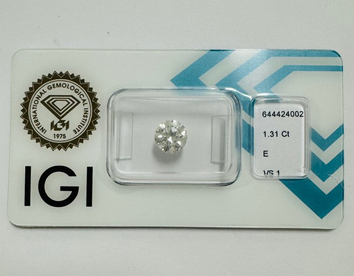 1 pcs Diamant  (Natur)  - 1.31 ct - Rund - E - VS1 - International Gemological Institute (IGI) - *3EX Ingen*