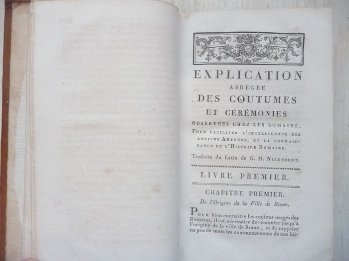 Nieupoort - Explication abrégée des coutumes, cérémonies chez les Romains - 1815