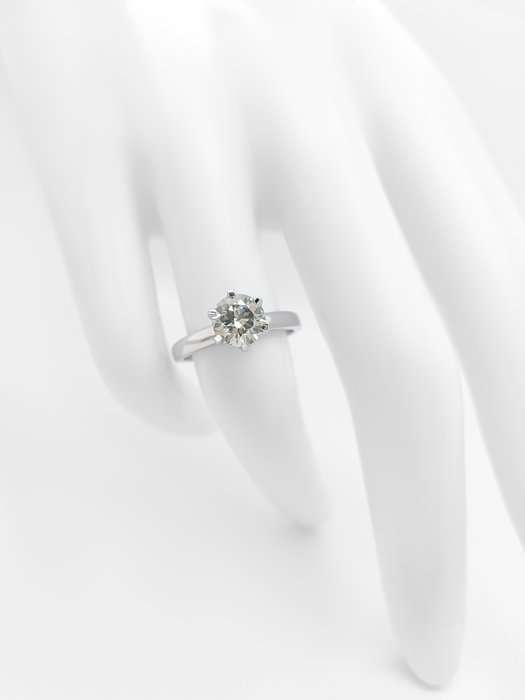 Ingen mindstepris - Ring - 14 karat Hvidguld -  1.13ct. tw. Grøn Diamant (Naturfarvet)