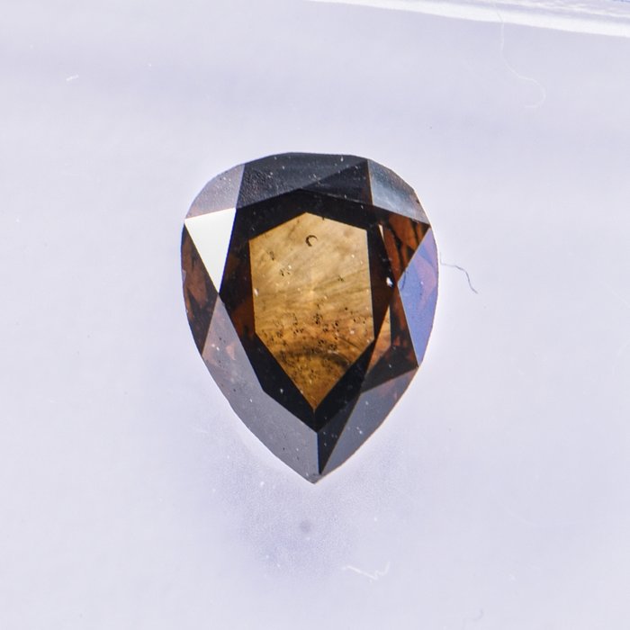 Ingen mindstepris - 1 pcs Diamant  (Naturfarvet)  - 0.38 ct - Pære - Fancy dark Brun, Grønlig Orange - SI1 - International Gemological Institute (IGI)