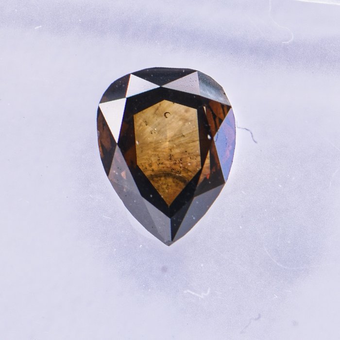 Ingen mindstepris - 1 pcs Diamant  (Naturfarvet)  - 0.38 ct - Pære - Fancy dark Brun, Grønlig Orange - SI1 - International Gemological Institute (IGI)