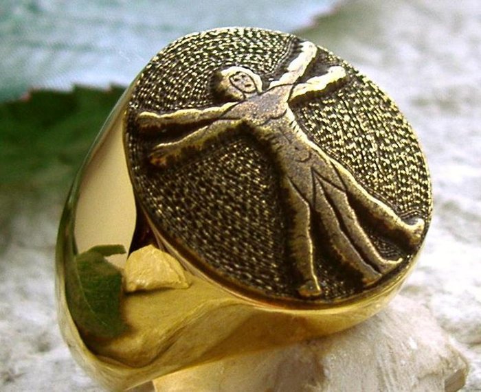 The Vitruvian Man Leonardo Da Vinci 24kt forgyldt - Ring