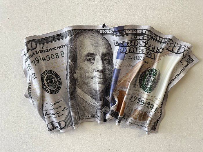 ByBerend (1995) - Folded 100 dollar bill - Reversible wall sculpture