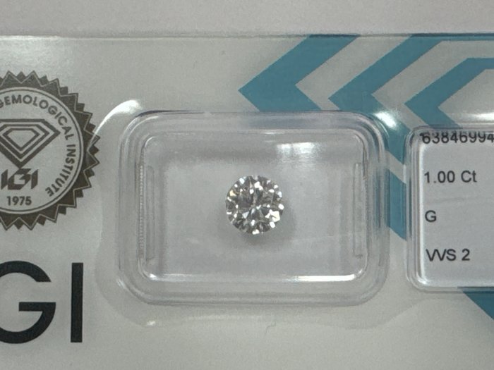 1 pcs Diamant  (Natur)  - 1.00 ct - G - VVS2 - International Gemological Institute (IGI) - 1,00 ct G vvs2 igi