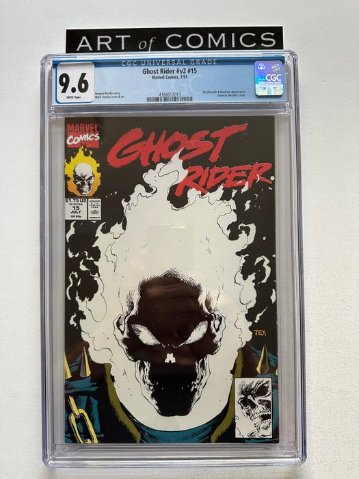 Ghost Rider Vol #2 #15 - Deathwatch  Blackout Appearance - Glow In The Dark Cover! - CGC Graded 9.6! - Extremely High Grade!! - White Pages!! - 1 Graded comic - Første udgave - 1991