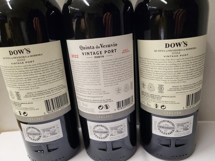 2022 Quinta do Vesúvio  2022 Dow's, Quinta Senhora da Ribeira x2 - Vintage Port -  Porto  - 3 Flasker (0,75 L)