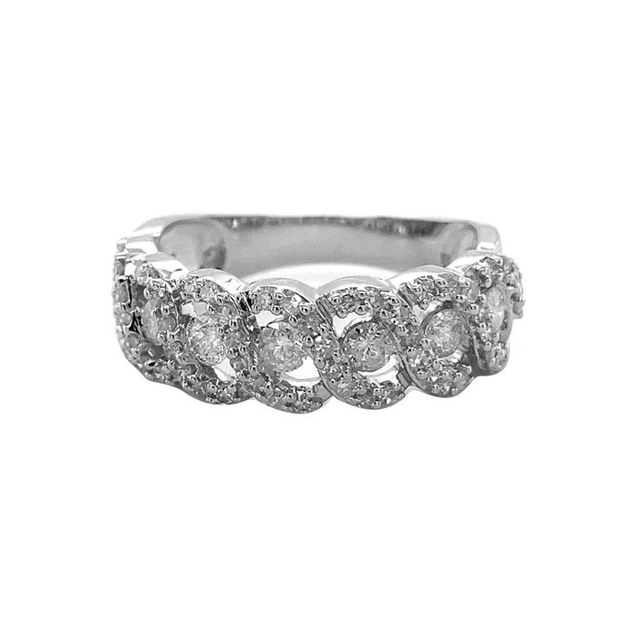 Ring - 14 karat Hvidguld -  093ct tw Diamant (Natur)