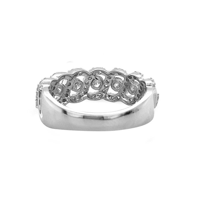 Ring - 14 karat Hvidguld -  093ct tw Diamant (Natur)